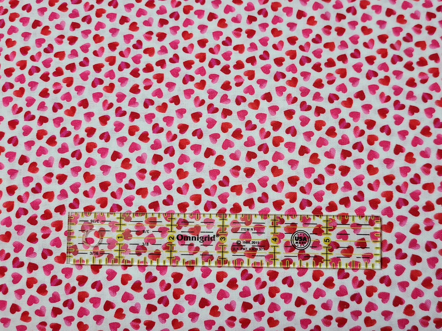 Ombre hearts rainblow pink and red from Timeless Treasures Valentine's Day Novelty 100% Cotton Fabric sold by half yard and by the Yard