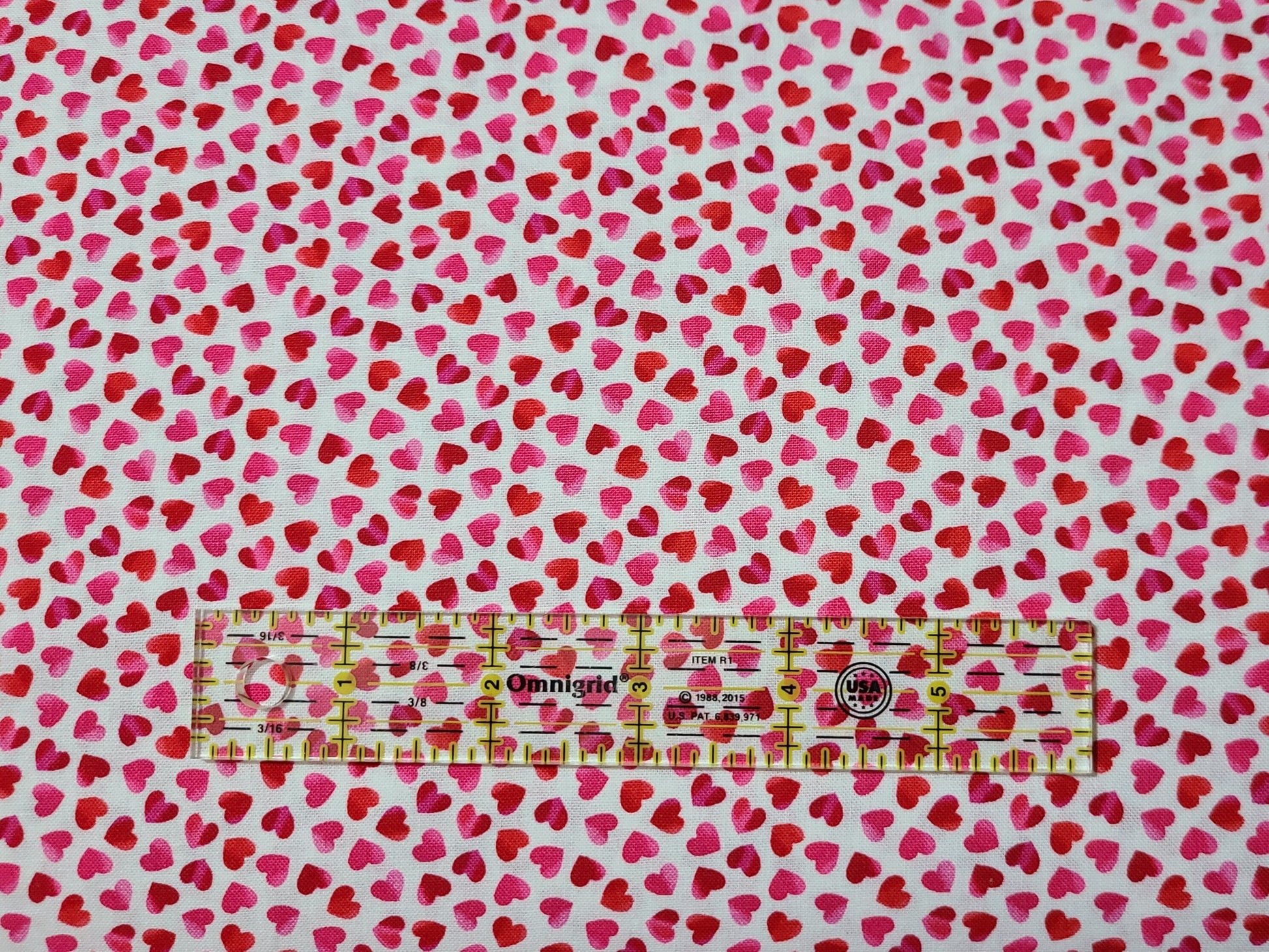 Ombre hearts rainblow pink and red from Timeless Treasures Valentine's Day Novelty 100% Cotton Fabric sold by half yard and by the Yard