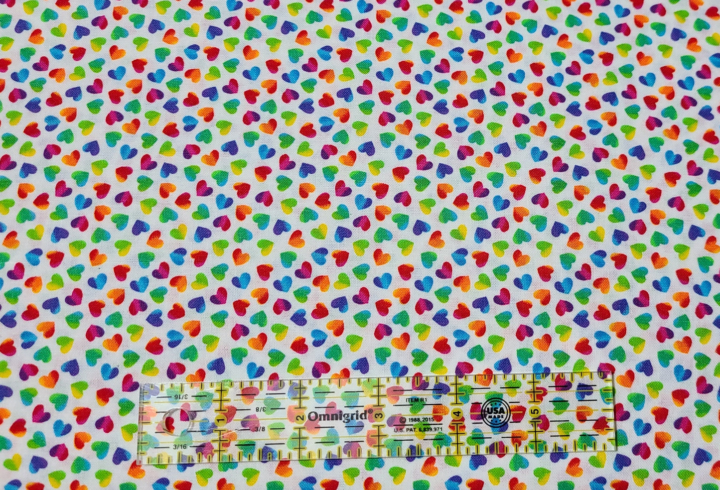 Ombre hearts rainblow pink and red from Timeless Treasures Valentine's Day Novelty 100% Cotton Fabric sold by half yard and by the Yard