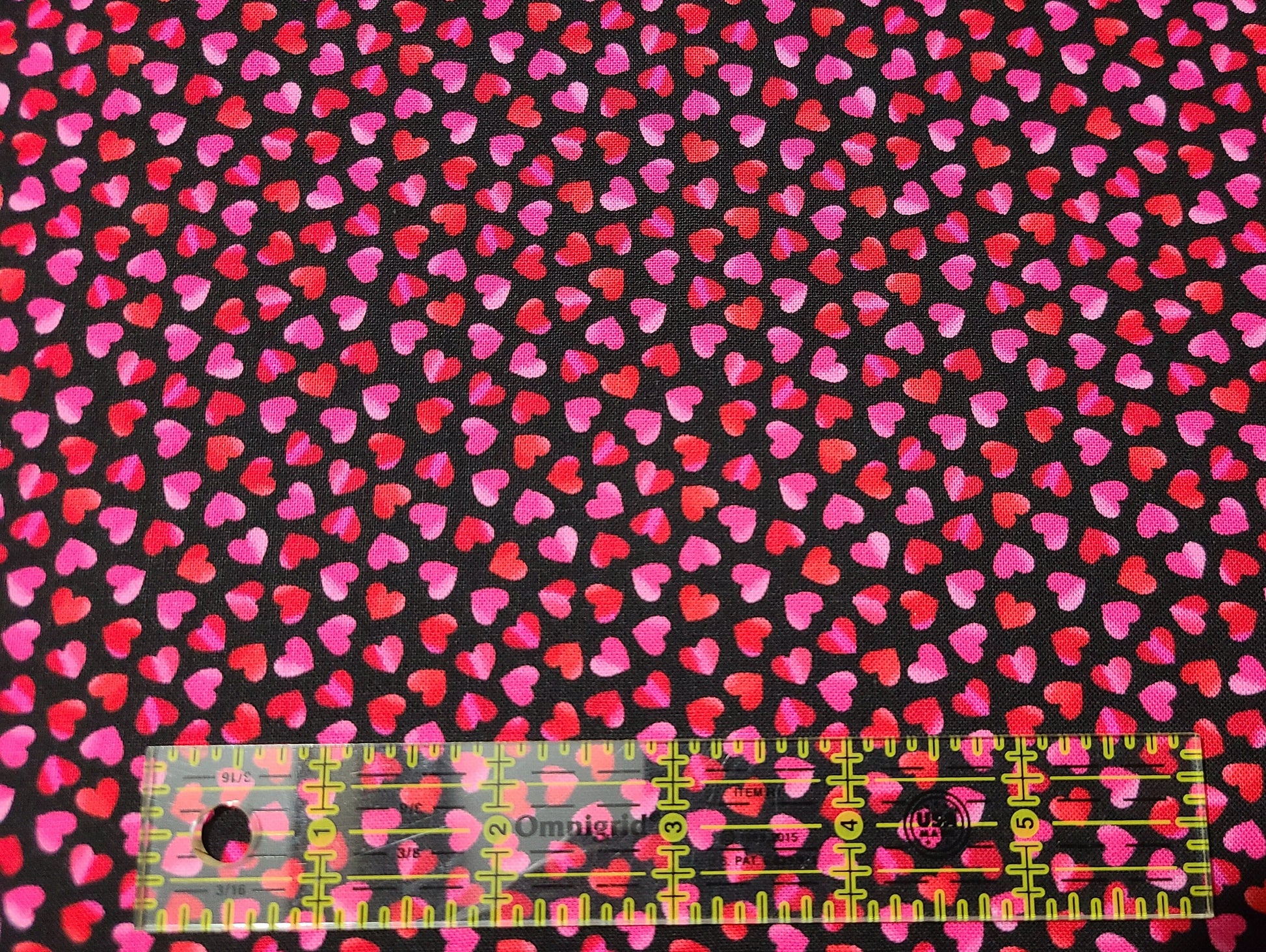 Ombre hearts rainblow pink and red from Timeless Treasures Valentine's Day Novelty 100% Cotton Fabric sold by half yard and by the Yard