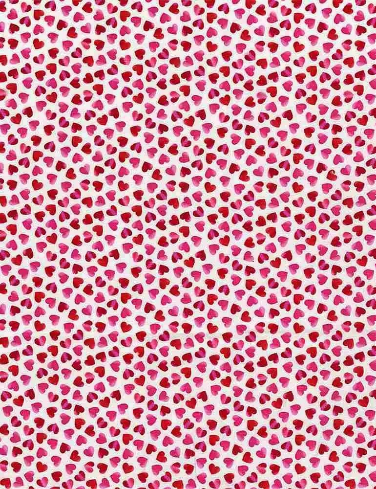Ombre hearts rainblow pink and red from Timeless Treasures Valentine's Day Novelty 100% Cotton Fabric sold by half yard and by the Yard