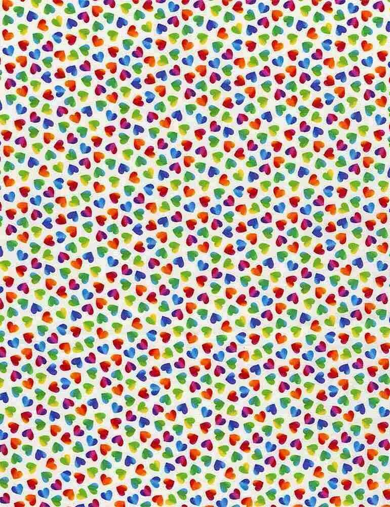 Ombre hearts rainblow pink and red from Timeless Treasures Valentine's Day Novelty 100% Cotton Fabric sold by half yard and by the Yard