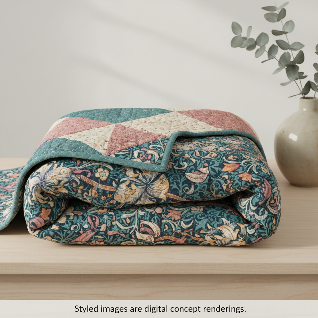 Original Morris & Co. Backing Fabric Golden Lily Teal 108" wide backing Collection Red House QBWM007.TEAL William Morris 100% Cotton fabric