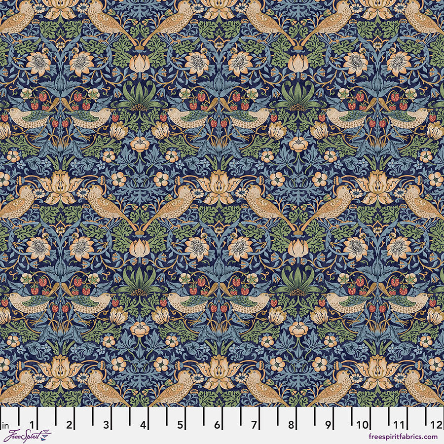 ORIGINAL MORRIS & CO Mini Strawberry Thief Navy PWWM002.NAVYX from Free Spirit Fabrics William Morris fabric 100% Cotton