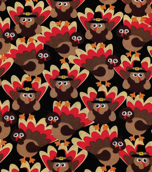 Packed Turkeys Harvest Cotton Fabric 100%  cotton FQ Half yard By the Yard