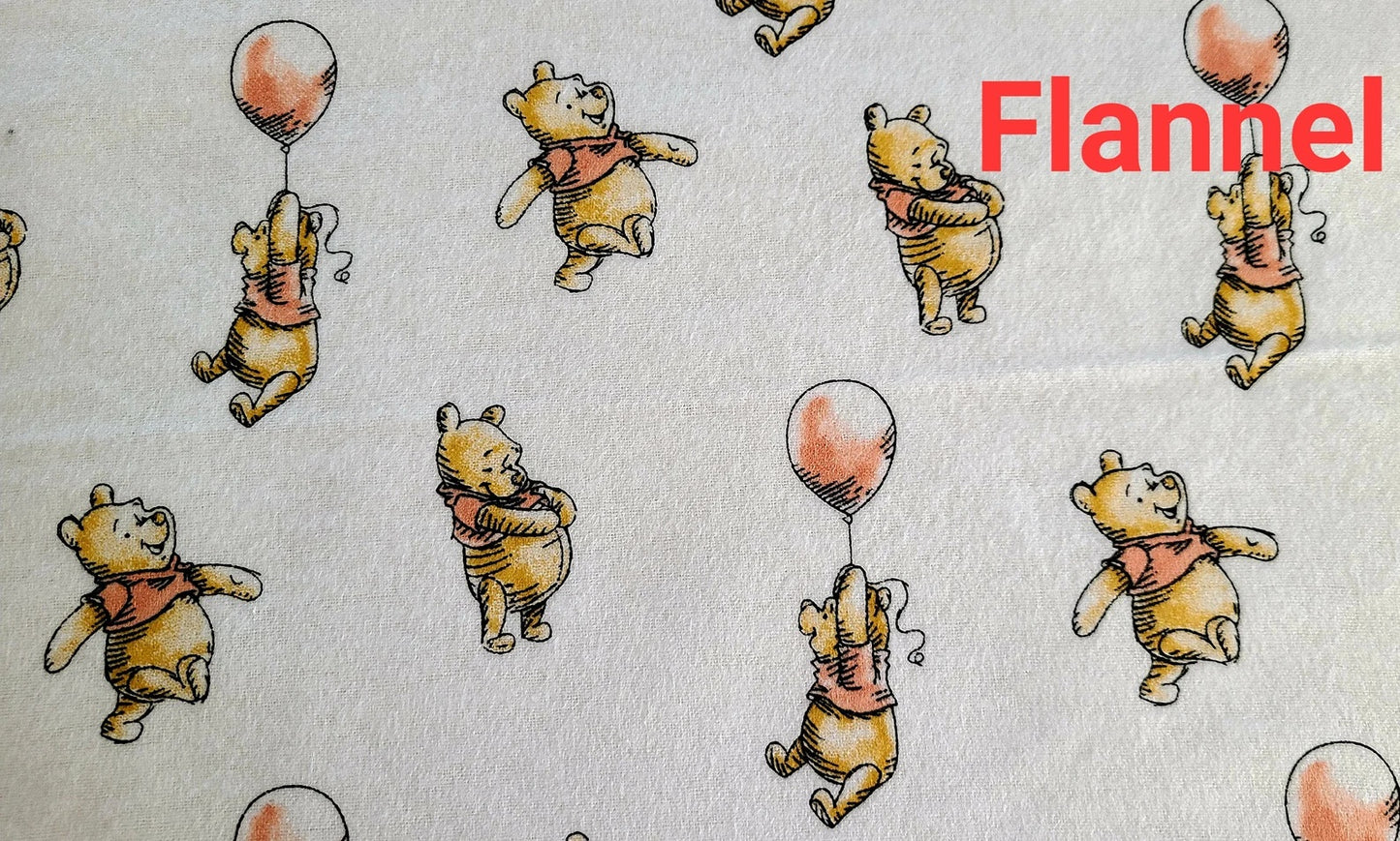 Springs Creative Nursery Flannel Disney Winnie the Pooh Ballon on white flannel Fabric 100% cotton