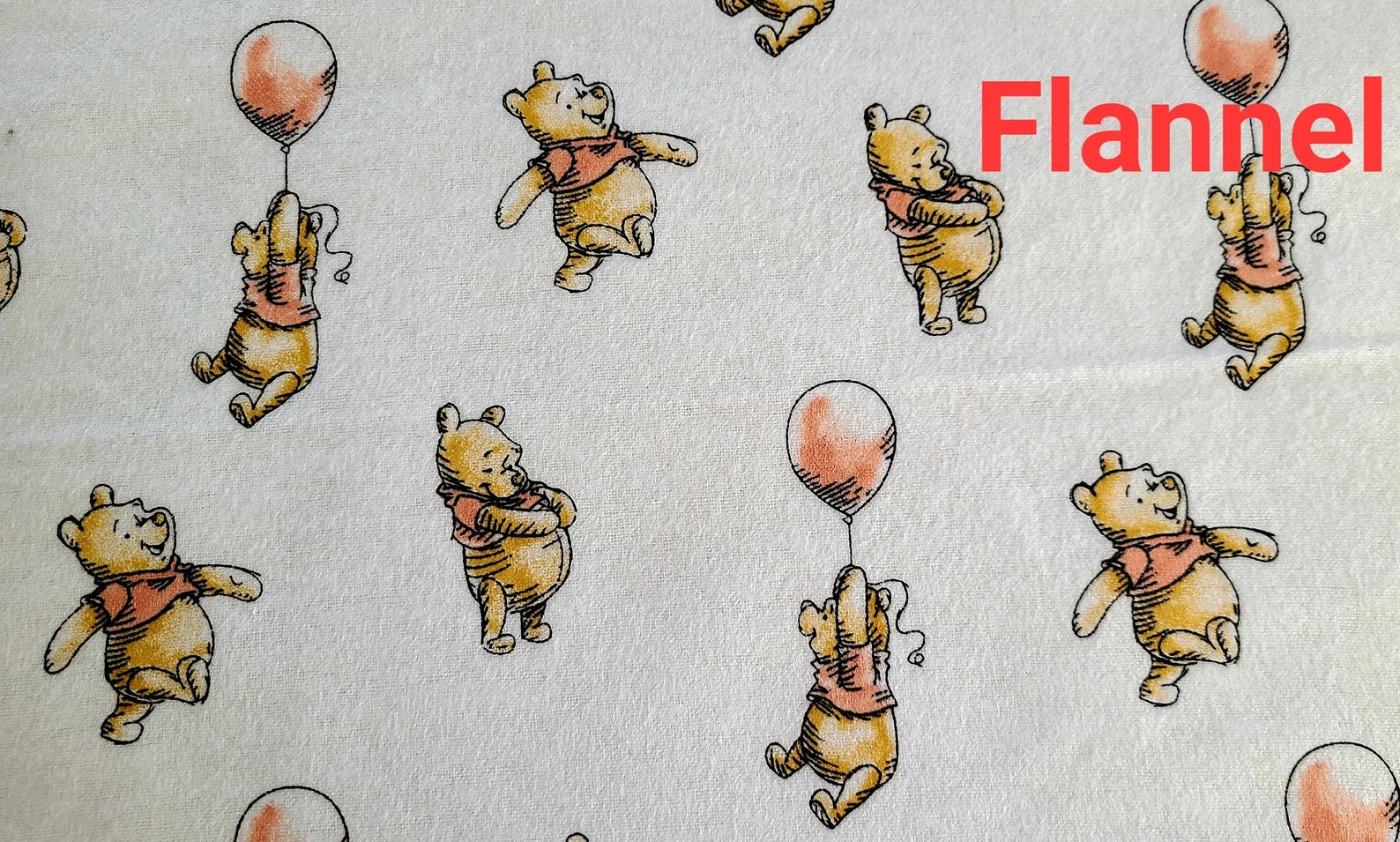 Springs Creative Nursery Flannel Disney Winnie the Pooh Ballon on white flannel Fabric 100% cotton