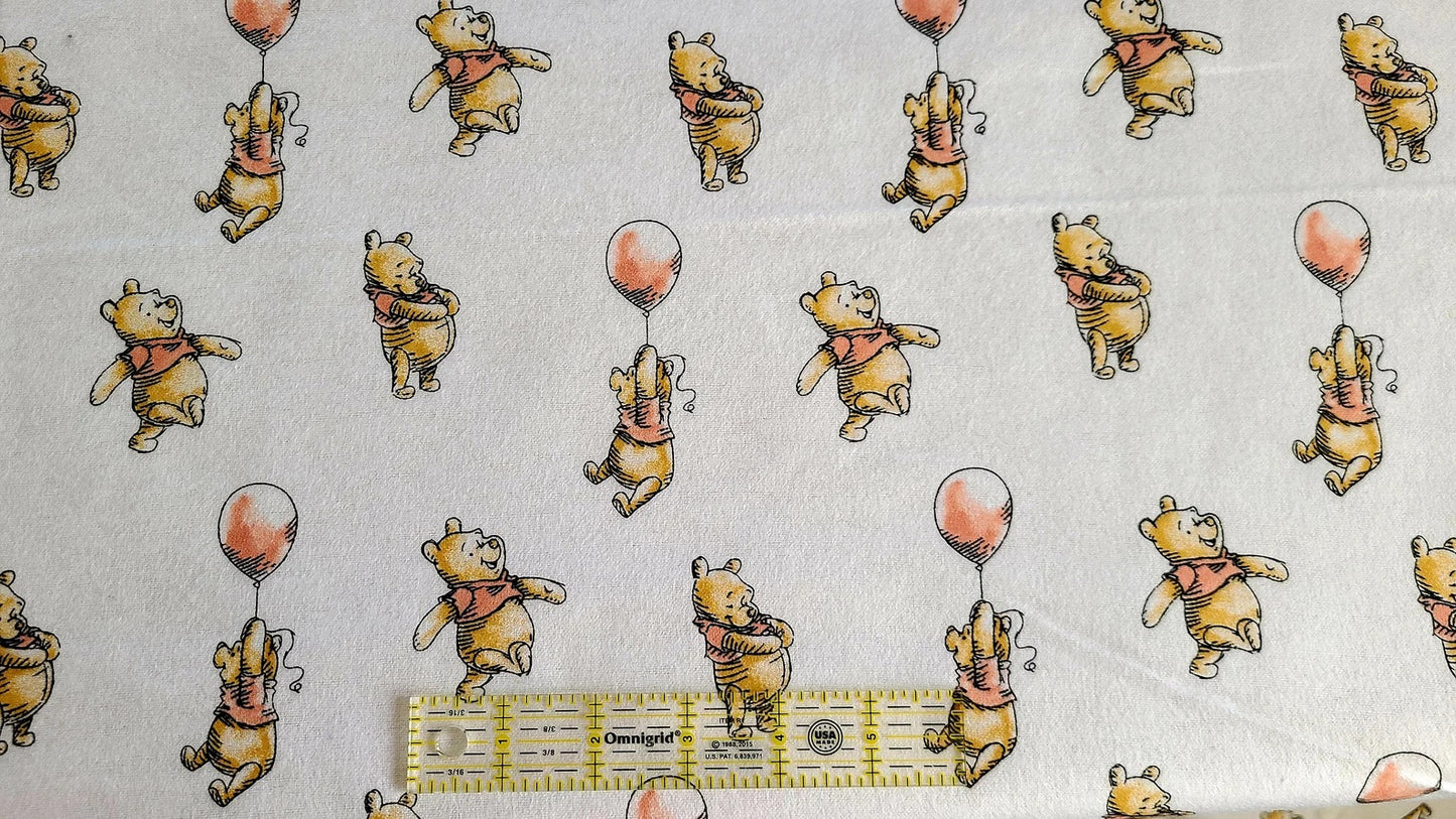 Springs Creative Nursery Flannel Disney Winnie the Pooh Ballon on white flannel Fabric 100% cotton