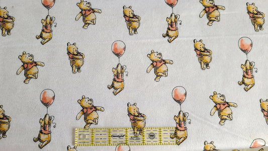 Springs Creative Nursery Flannel Disney Winnie the Pooh Ballon on white flannel Fabric 100% cotton