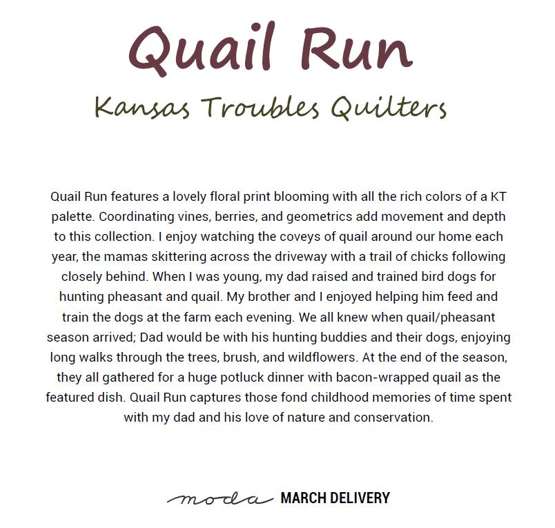 Moda Kansas Troubles Quail Run Fat Eighth Bundle 100% cotton fabric