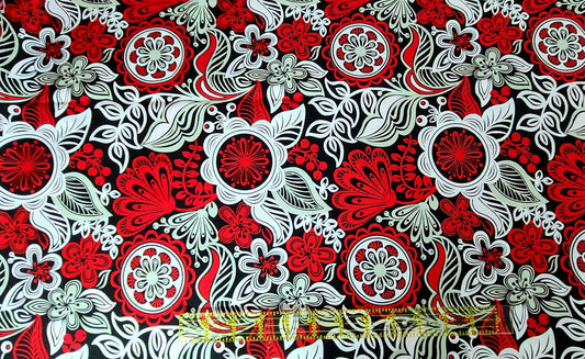 Red and White Floreo Floral Fabric, Brother Sister Design Studio 100% Cotton sold by the Yard