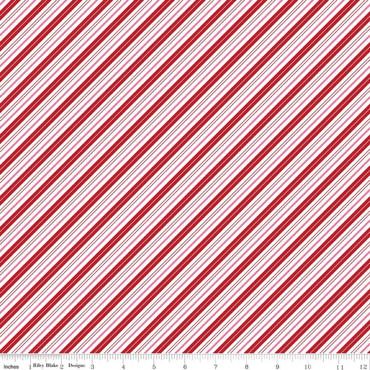 Riley Blake Designs Candy Cane Stripes C17747-RED Claus & Co. by Melissa Mortensen Christmas Cotton Fabric 100% Cotton