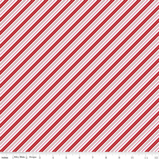Riley Blake Designs Candy Cane Stripes C17747-RED Claus & Co. by Melissa Mortensen Christmas Cotton Fabric 100% Cotton
