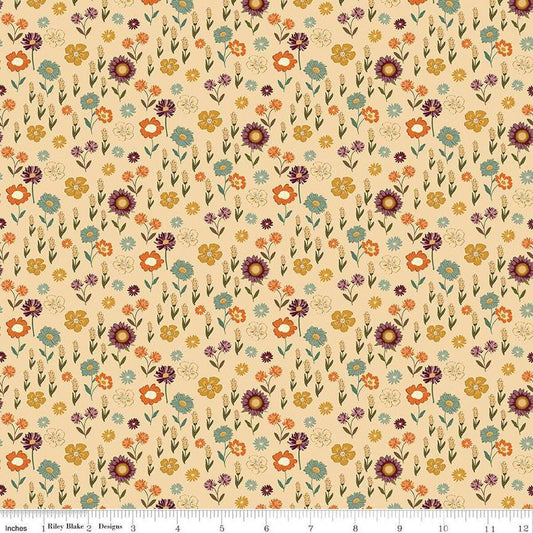 Riley Blake The Awe of Autumn Floral Latte C16194-LATTE  100% cotton with free digital pattern