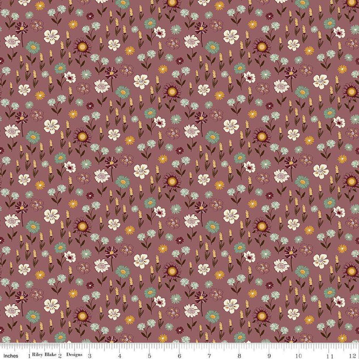 Riley BlakeThe Awe of Autumn Floral Purple C16194-PURPLE 100% cotton with free digital pattern