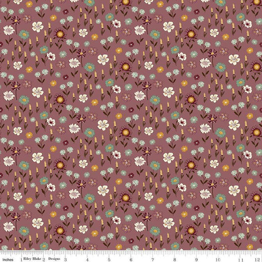 Riley BlakeThe Awe of Autumn Floral Purple C16194-PURPLE 100% cotton with free digital pattern