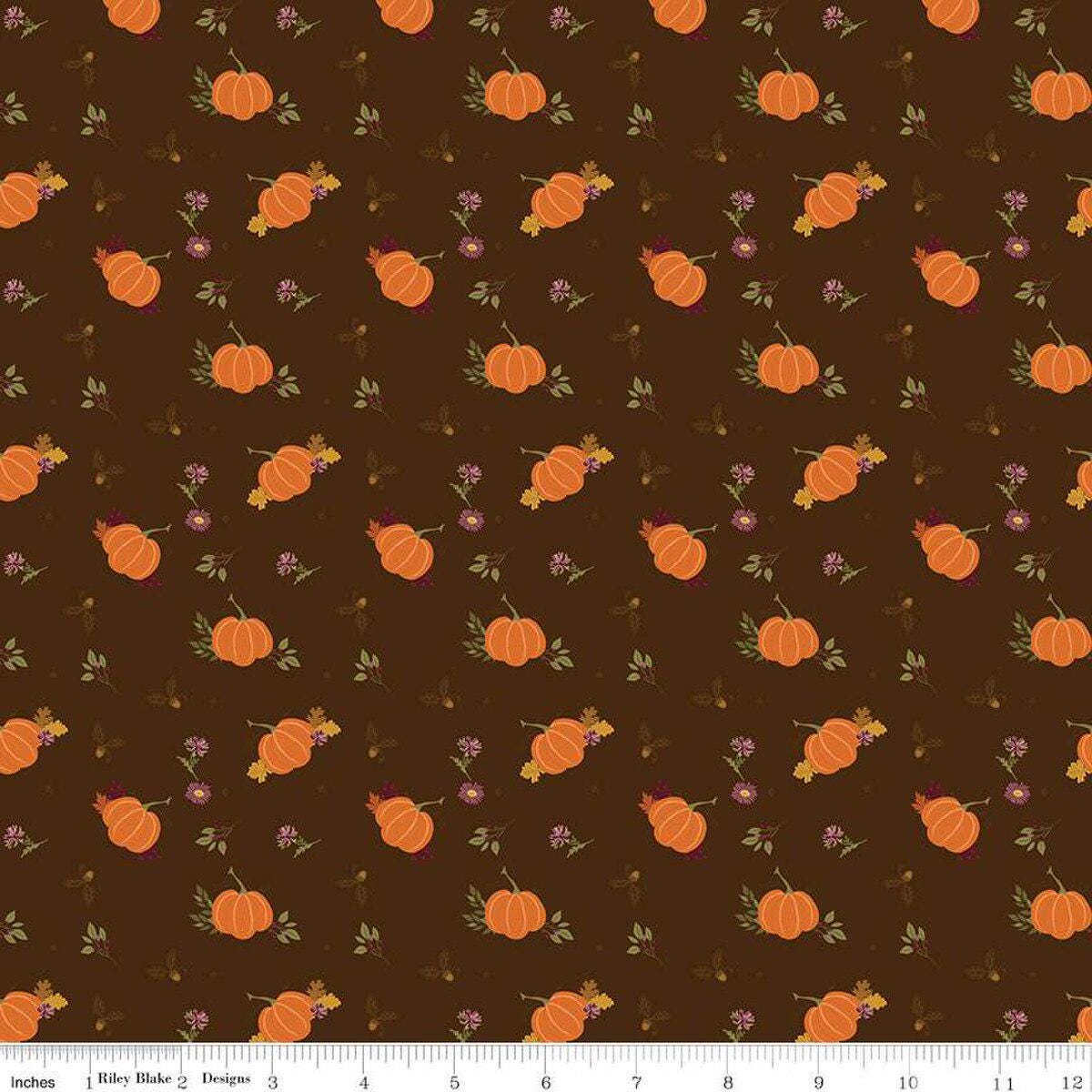 Riley Blake The Awe of Autumn Pumpkins Brown C16192-BROWN  100% cotton with free digital pattern