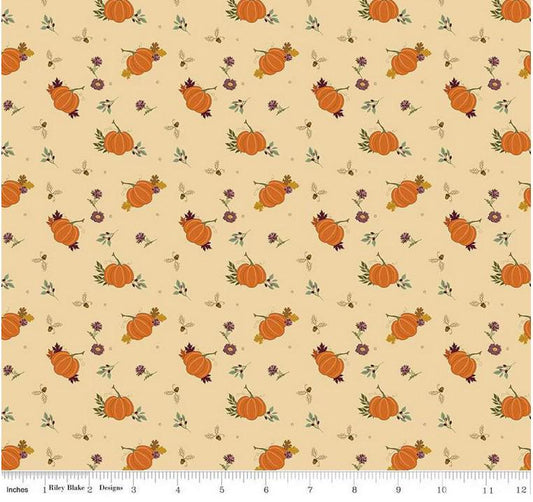 Riley Blake The Awe of Autumn Pumpkins Latte C16192-LATTE 100% cotton with free digital pattern