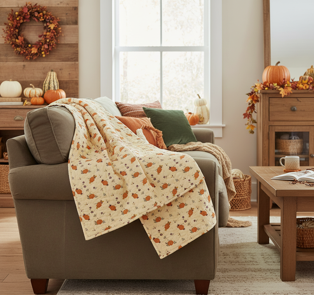 Riley Blake The Awe of Autumn Pumpkins Latte C16192-LATTE 100% cotton with free digital pattern