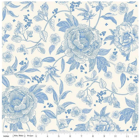 Riley Blake Wide Back 3 yard cut Penelope Floral WIDE BACK WB16648 Cream 107/108" Wide Quilting Cotton Fabric 100% cotton