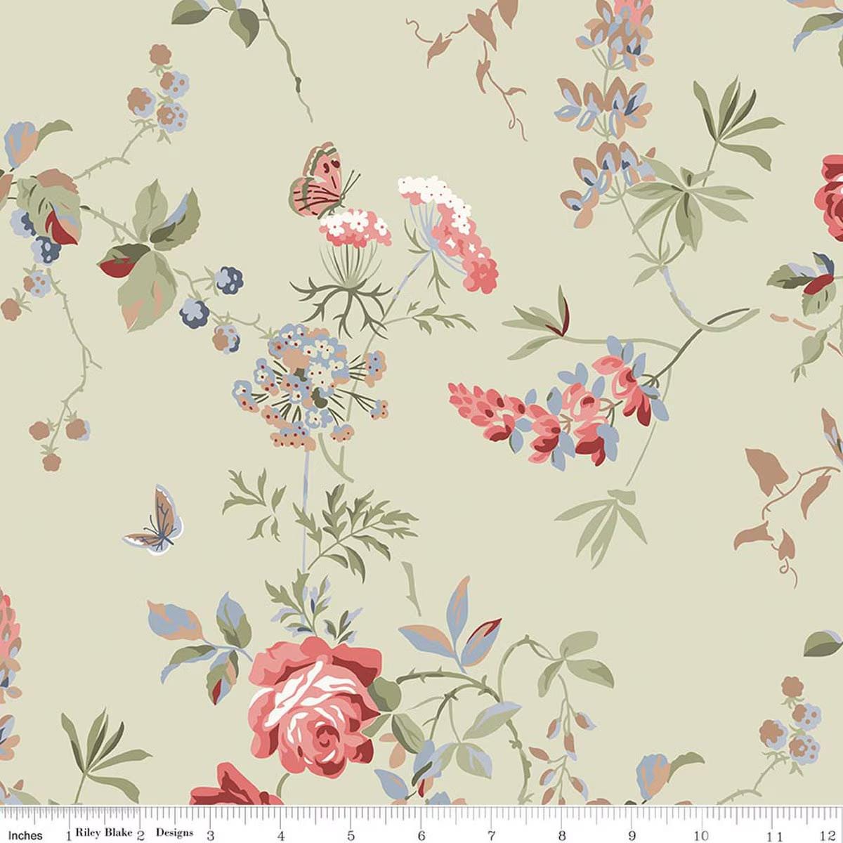 Riley Blake Wide Back Anne of Green Gables Floral Sage 3-Yard Package 3YD-WB16129-SAGE  107/108" Wide Quilting Cotton Fabric 100% cotton