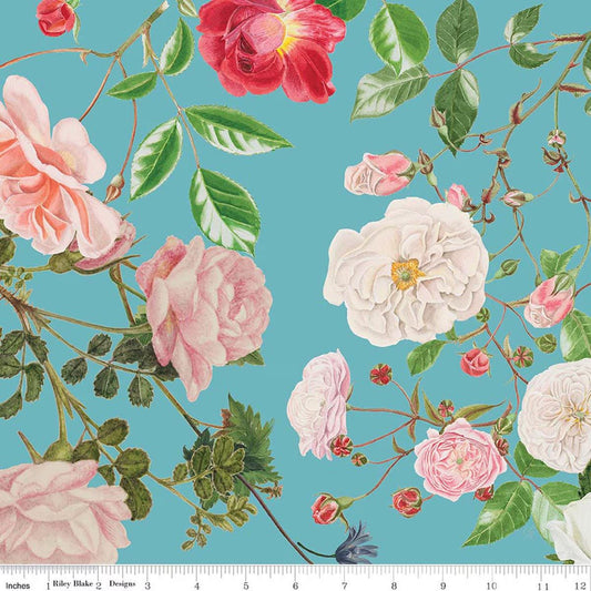 Riley Blake Wide Back Floral Gardens Sky 3-Yard Package 3YD-WB14369-SKY 107/108" Wide 