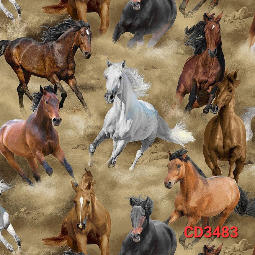 Timeless Treasures collection Running Horses with coordinates 100% Cotton fabric