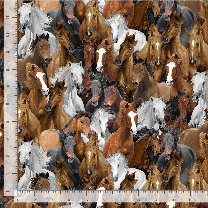 Timeless Treasures collection Running Horses with coordinates 100% Cotton fabric