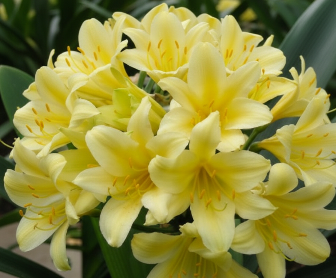 Clivia seedling cross [Cynthia's Best Natal Yellow] x [Dijon Mustard Blush] 3-4 leaves one plant