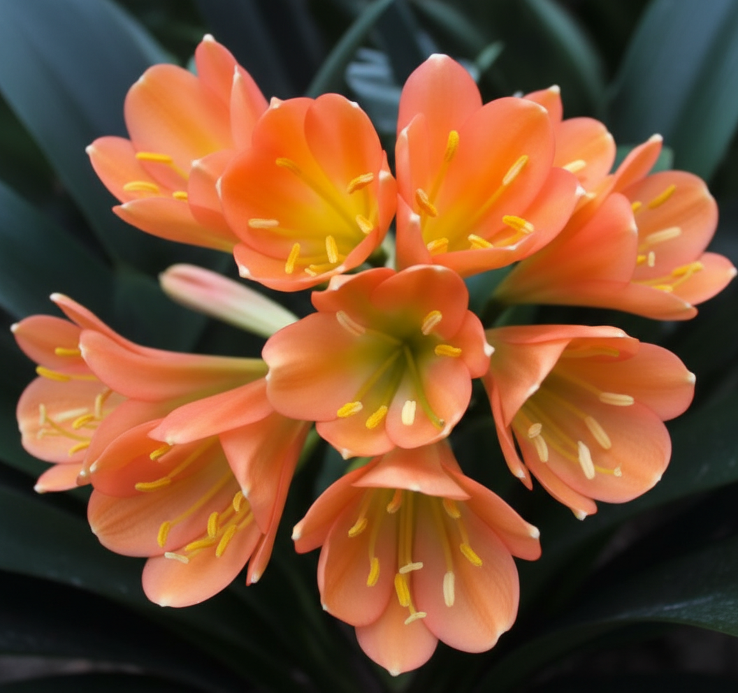 Clivia seedling green throat orange interspecific hybrid x Magic Light 4-5 inches tall one plant