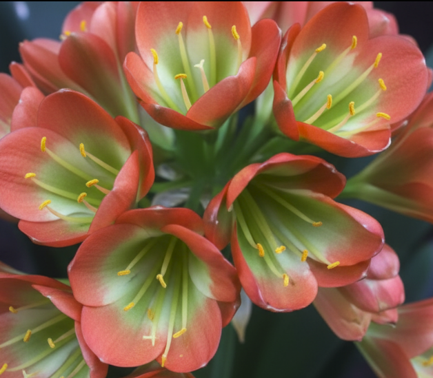 Clivia bronze and green throat  seedling Gunston x Ganjam pollinated 2-3 leaves one plant