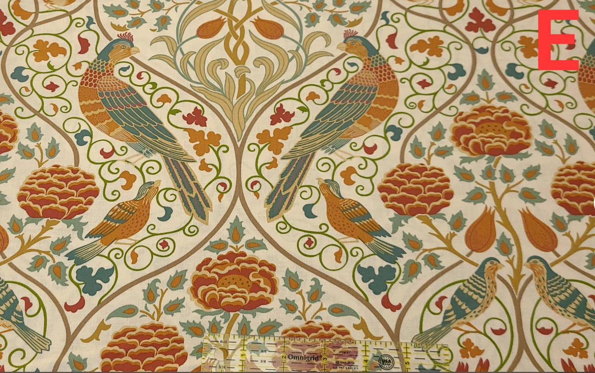 Orkney collection by The Original Morris & Co. Melsetter Indigo Theodesia Wilhemina Brophy Trellis Seasons lemon tree 100% Cotton