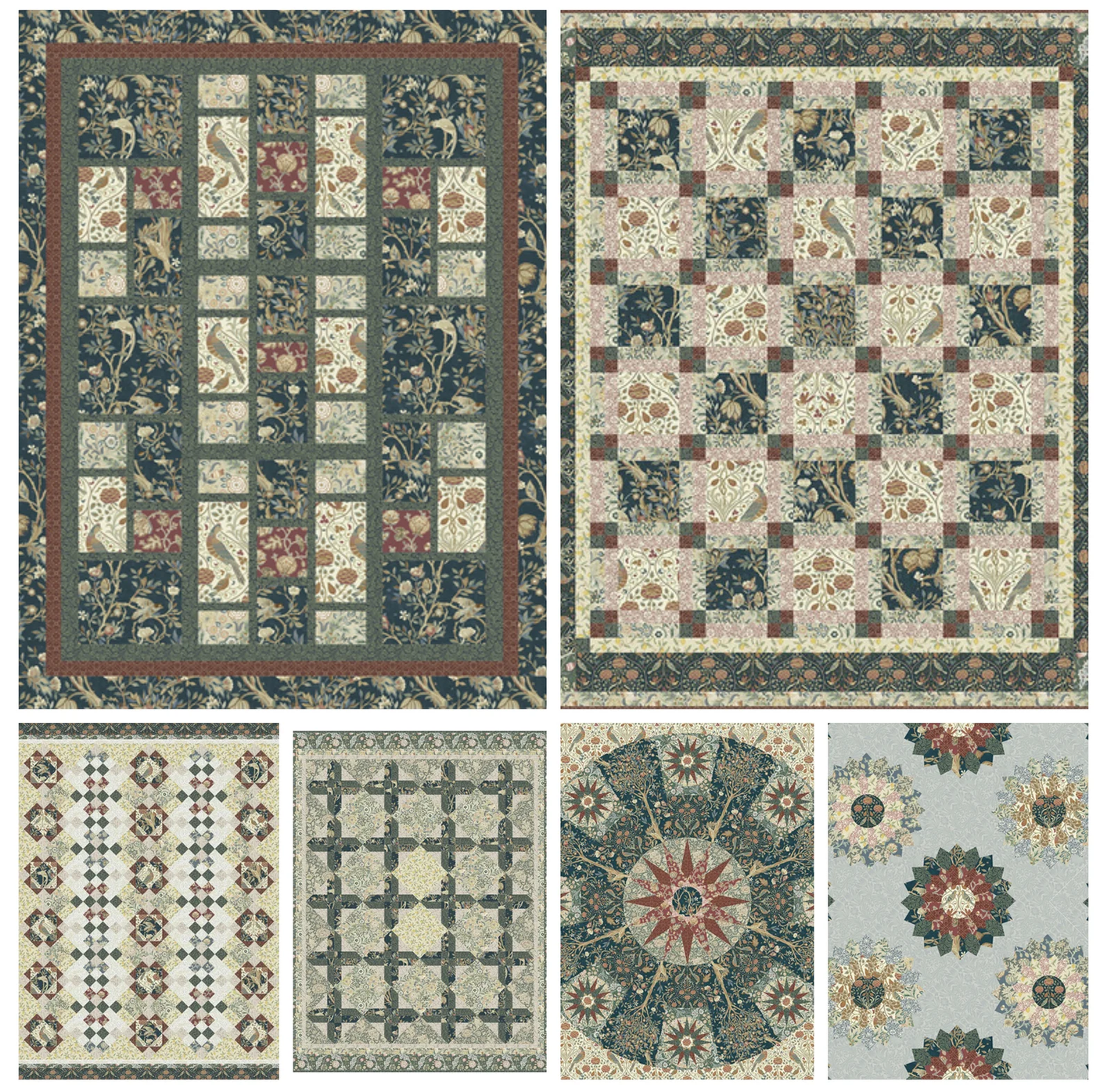 Orkney collection by The Original Morris & Co. Melsetter Indigo Theodesia Wilhemina Brophy Trellis Seasons lemon tree 100% Cotton