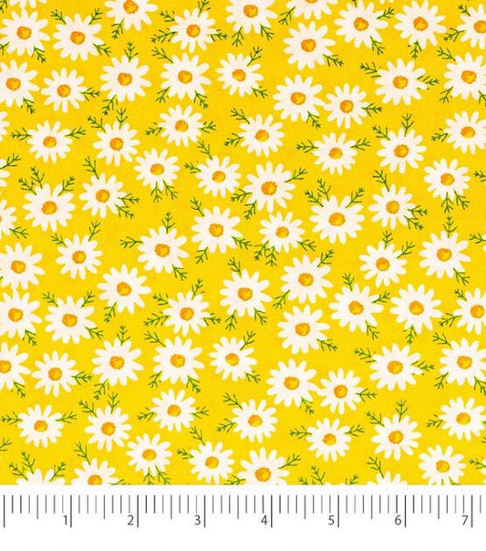 Singer Daisys On Yellow 100% Cotton Fabric