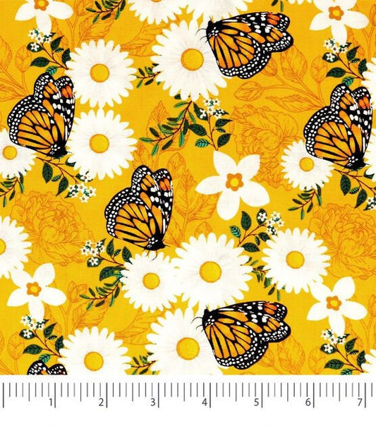 Singer Orange and Green Butterfly Keepsake Calico Cotton novelty fabric 100% Cotton