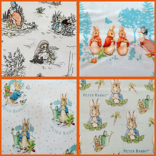 Spring Creative Peter Rabbit Garden Scenic Round Pack and badge 100% Cotton Fabric
