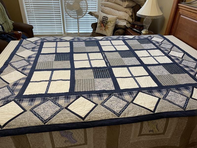Super Snuggle Navy Windowpane Plaid Flannel Fabric 100% cotton fabric