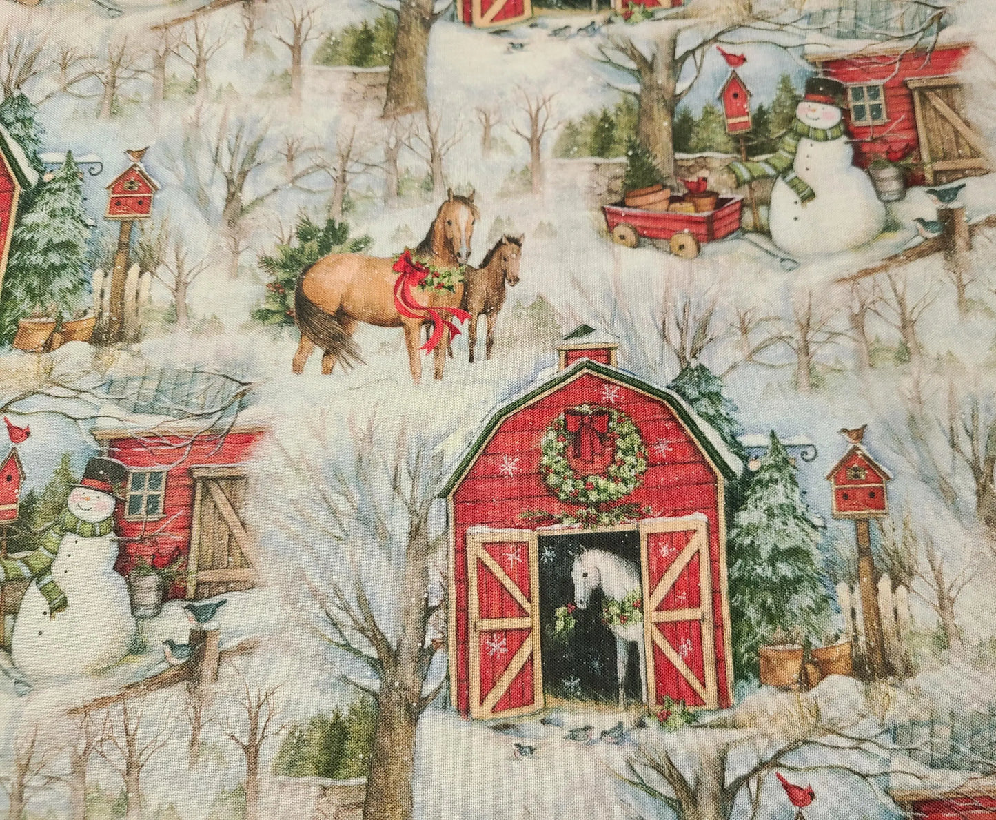 Susan Winget Christmas Horses Barnyard Beauty for Springs Creative 100% Cotton fabric