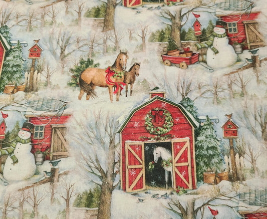 Susan Winget Christmas Horses Barnyard Beauty for Springs Creative 100% Cotton fabric