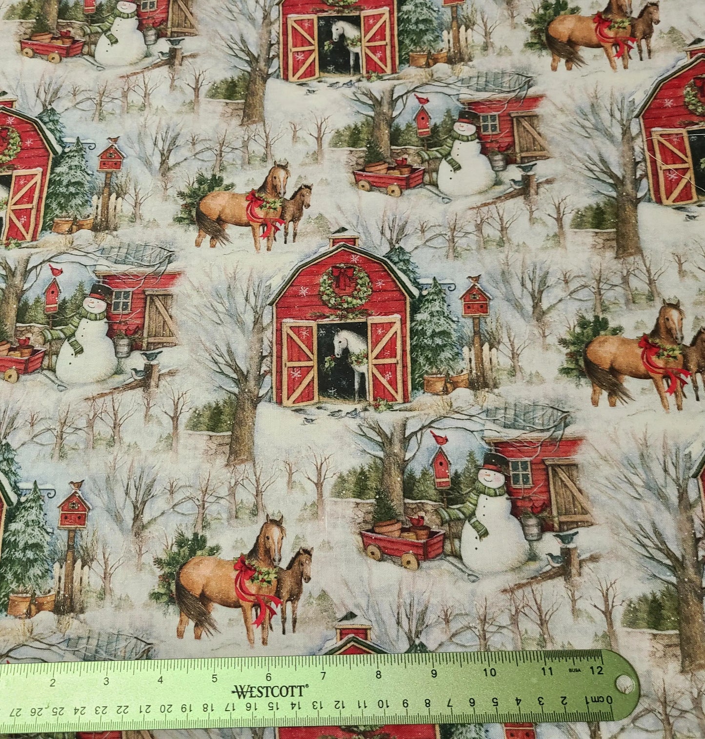 Susan Winget Christmas Horses Barnyard Beauty for Springs Creative 100% Cotton fabric