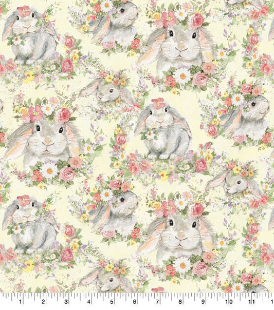 Susan Winget Hello Spring Bunny Easter Cotton Fabric 100% cotton