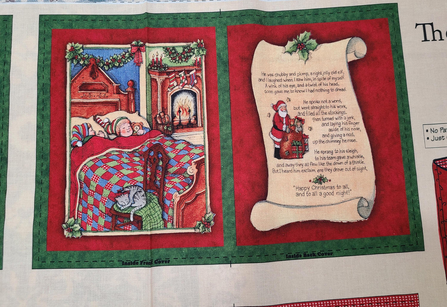 Susan Winget Night Before Christmas  baby gift fabric book cloth book Soft Book Cotton Fabric by the panels from  Springs Creative 36"x44"