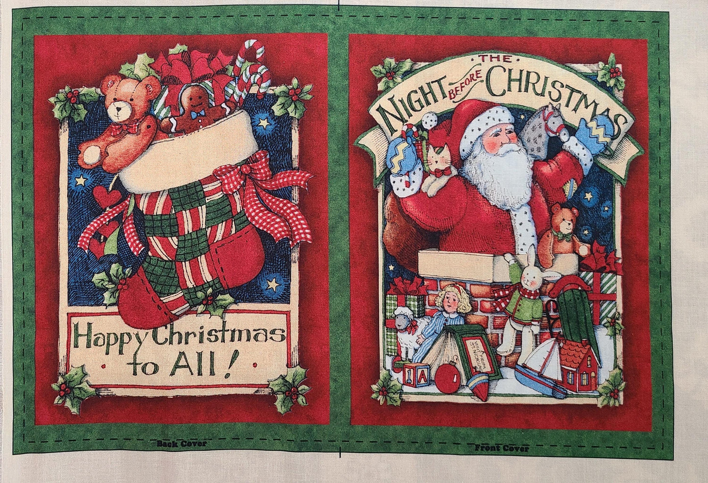 Susan Winget Night Before Christmas  baby gift fabric book cloth book Soft Book Cotton Fabric by the panels from  Springs Creative 36"x44"