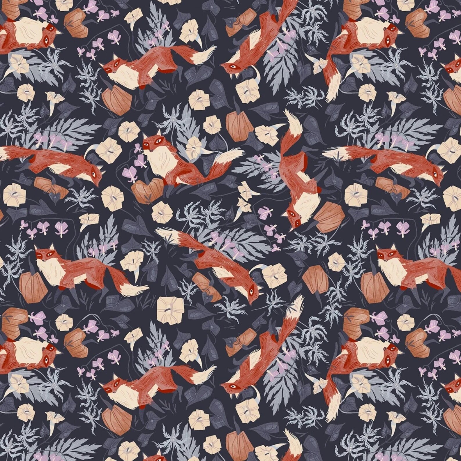 Graphitew Fox Toil & Trouble Foxy Graphite Fox clearance Fabric By Dear Stella 100% ...