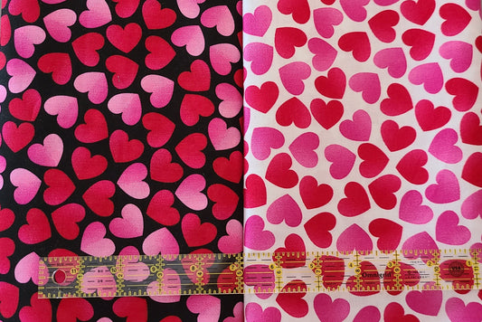Valentine’s Day Fabric tossed ombre hearts 100% Cotton Fabric