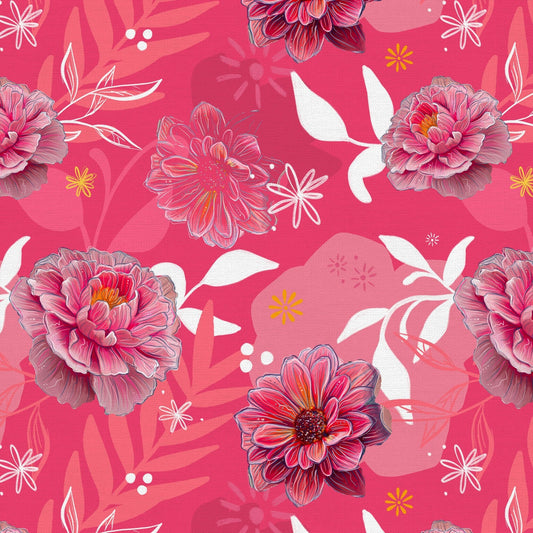 Visions Pink Pop floral on pink from Paintbrush Studio Fabric PSF120-23629 100 percent cotton OEKO-TEX certified fabric