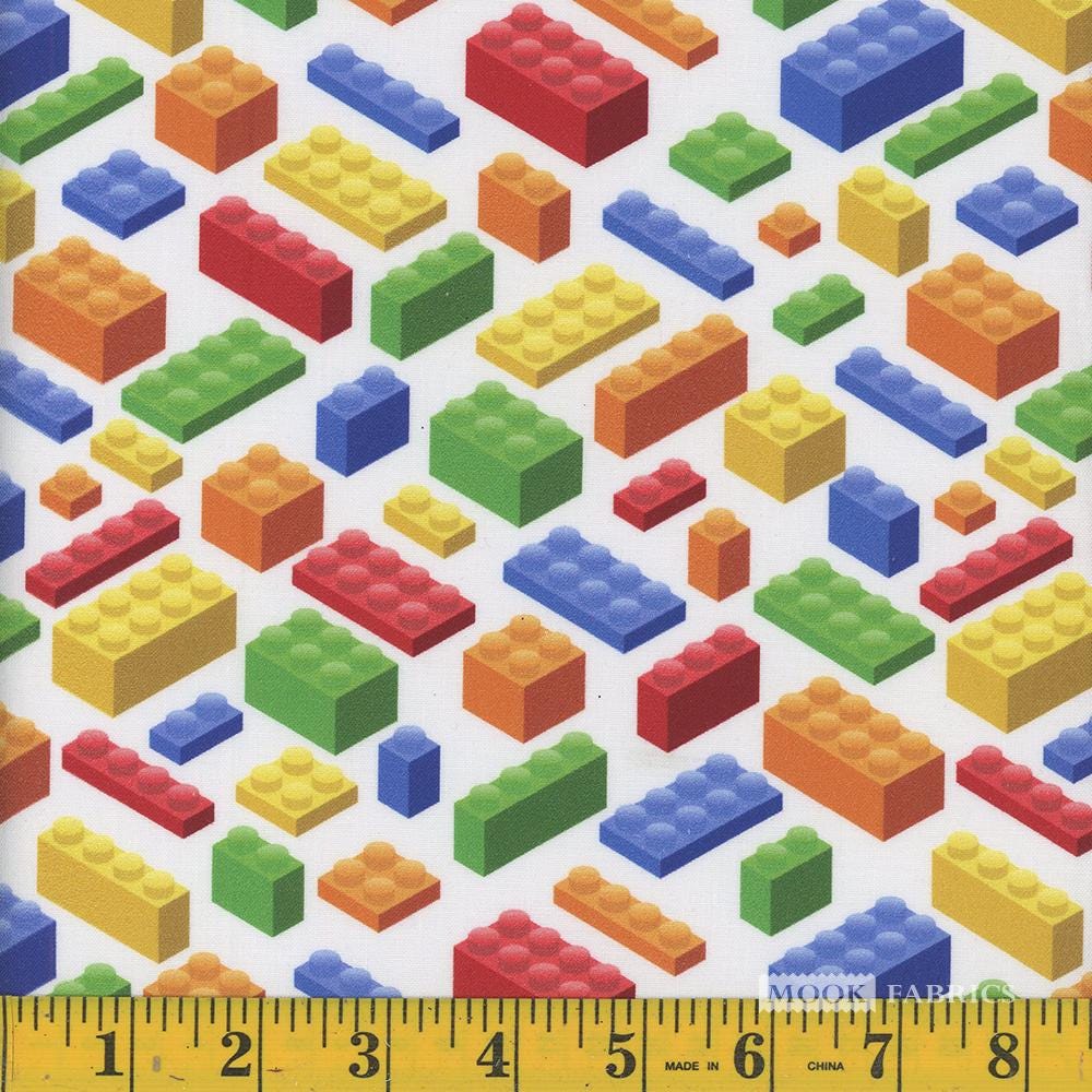 Building Blocks Spaced novelty fabric kids toy fabric by Mook Fabrics Cotton 100% 44/45″