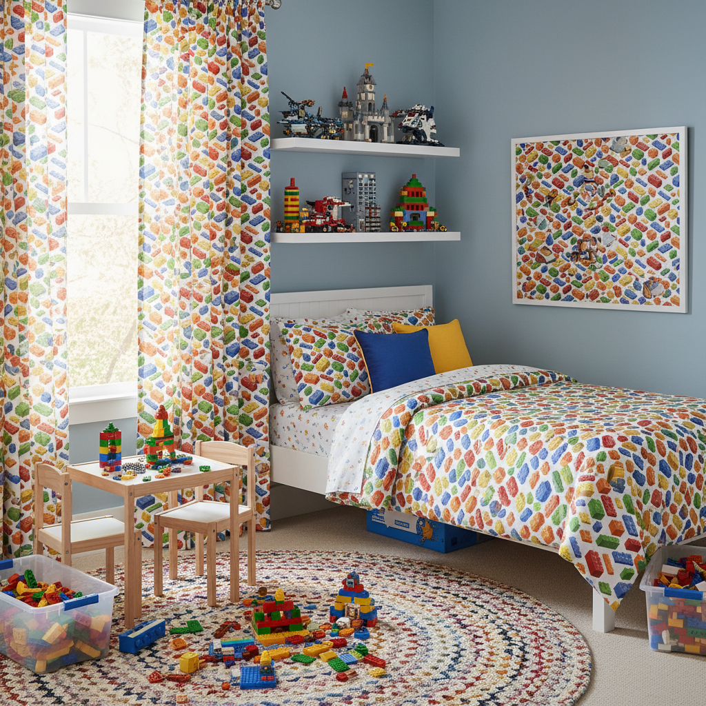 Building Blocks Spaced novelty fabric kids toy fabric by Mook Fabrics Cotton 100% 44/45″