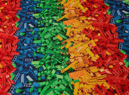 Rainbow building blocks novelty fabric kids toy fabric by Mook Fabrics Cotton 100% 44/45″