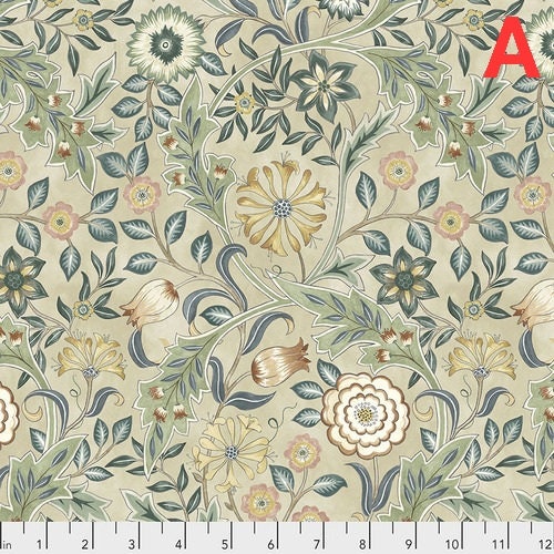 Orkney collection by The Original Morris & Co. Melsetter Indigo Theodesia Wilhemina Brophy Trellis Seasons lemon tree 100% Cotton